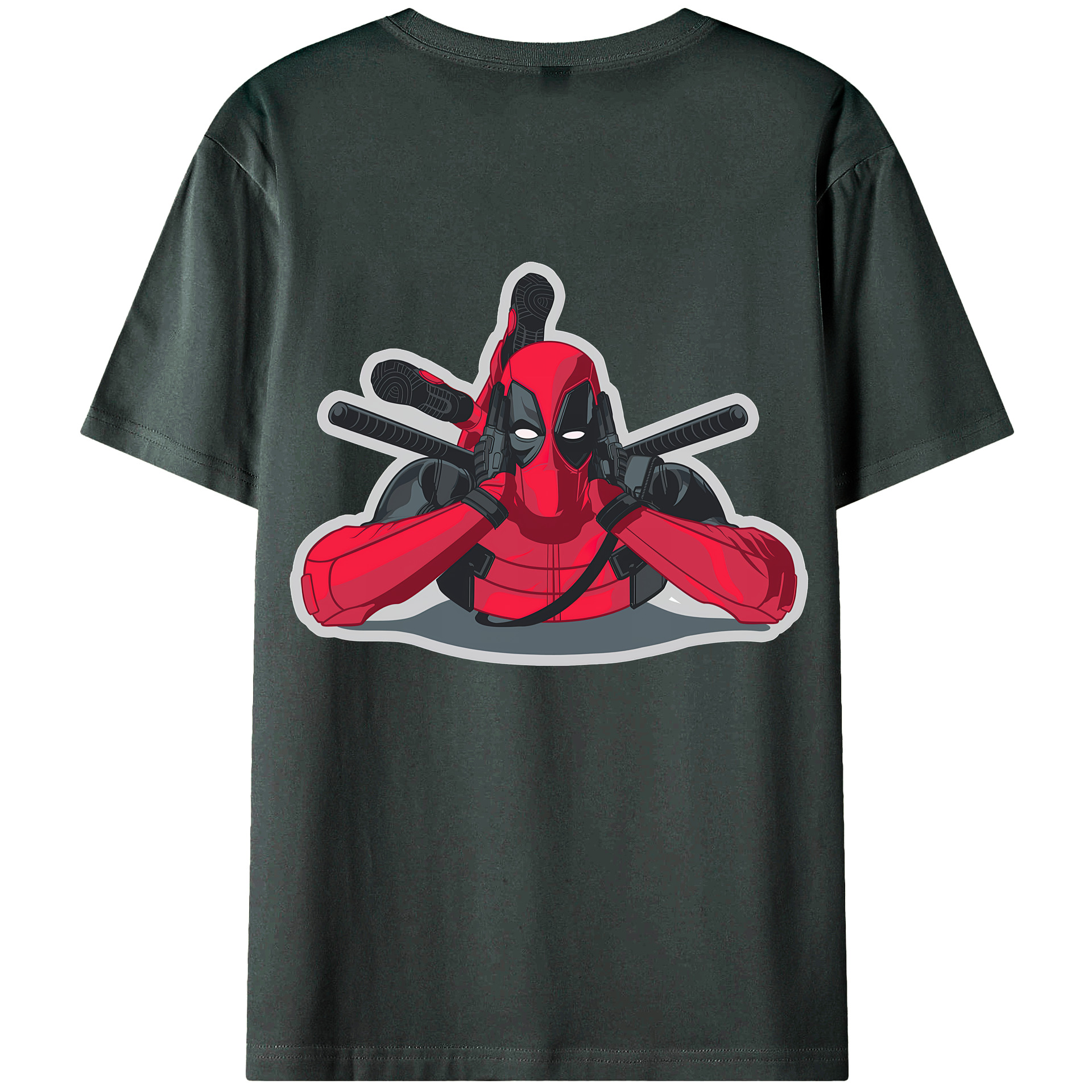 （画像用） Deadpool デッドプール 綿100％ メンズ半袖Tシャツ（バックプリント） 通気性